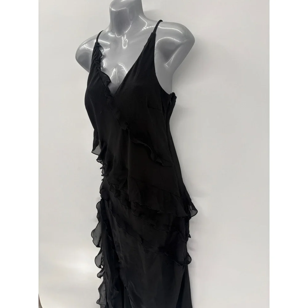 Abercrombie & Fitch Black Ruffled Maxi Dress